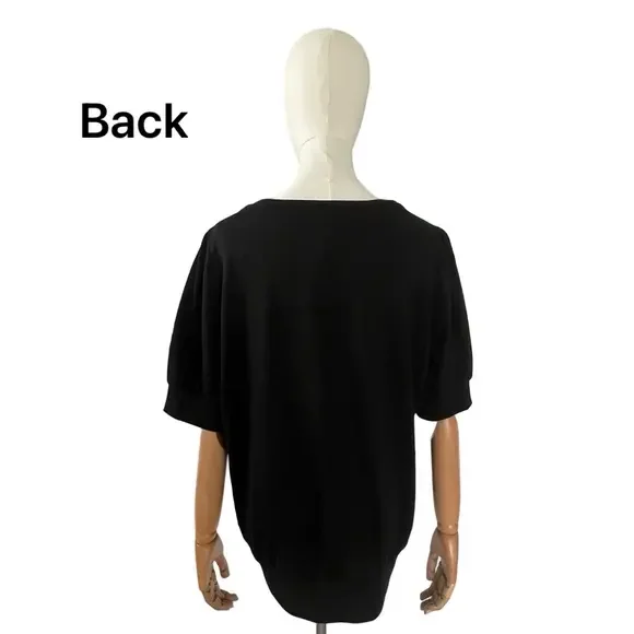 Torrid Short Sleeve Top Embroidered Star Pattern Black M L New - Picture 3 of 12